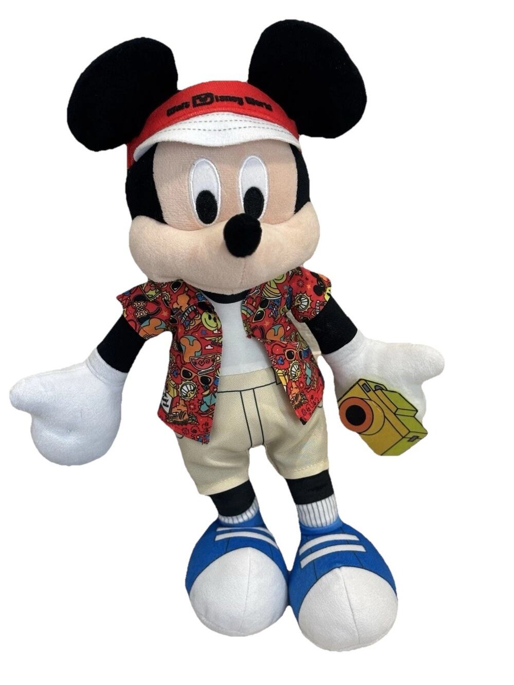 Disney Mickey Mouse Tourist Hawaiian Shirt Camera Plush Disney Parks Collectible
